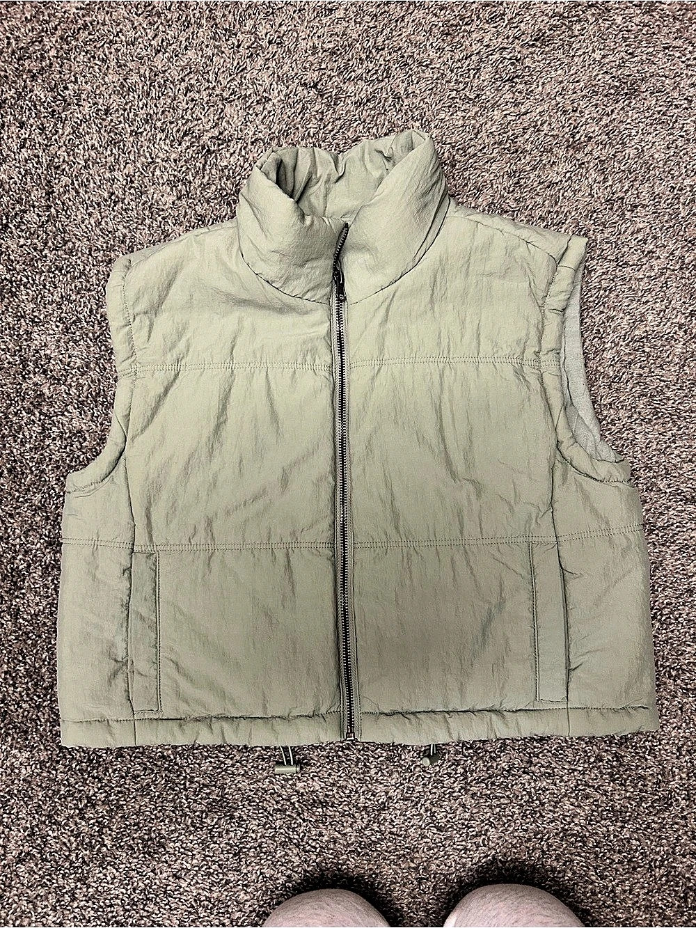 Shed + Supply Quilted Zip Vest in Green Small